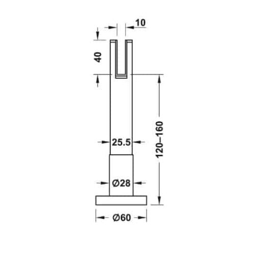 Chân đỡ nhà vệ sinh công cộng Hafele 988.98.120 3 Kích thước của Chân đỡ nhà vệ sinh công cộng Hafele 988.98.120