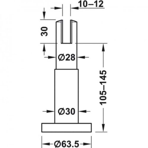 Chân đỡ vách ngăn WC công cộng Hafele 988.98.110 3 Kích thước của Chân đỡ vách ngăn WC công cộng Hafele 988.98.110