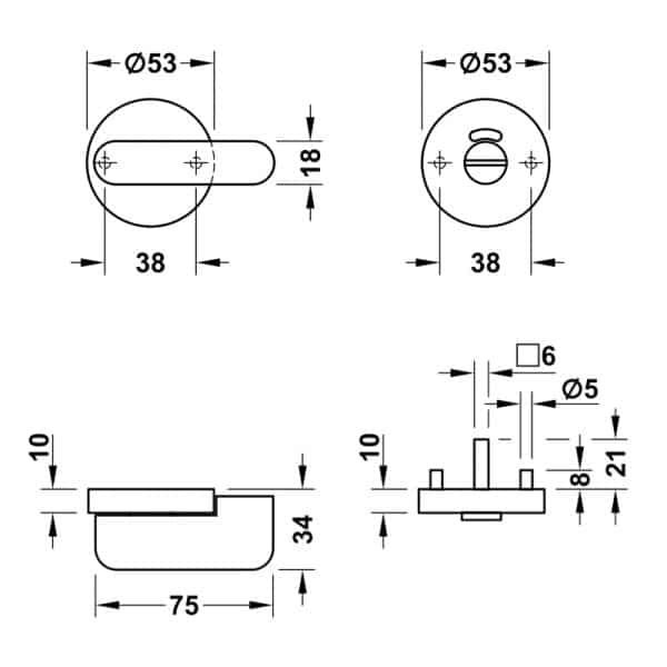 Kích thước của Chốt cài nhà vệ sinh công cộng Hafele 988.98.170 Kích thước của Chốt cài nhà vệ sinh công cộng Hafele 988.98.170