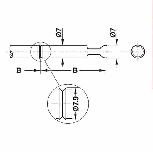 Kích thước của Chốt đôi khoảng cách B34mm Hafele 262.28.786 Kích thước của Chốt đôi khoảng cách B34mm Hafele 262.28.786