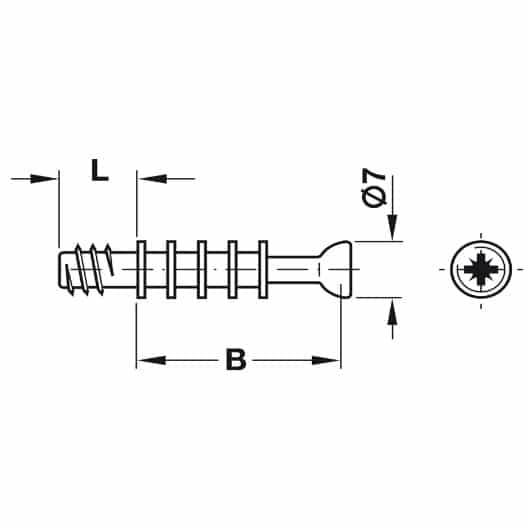 Kích thước của Chốt nối nhỏ ren M6 Hafele 262.28.642 Kích thước của Chốt nối nhỏ ren M6 Hafele 262.28.642