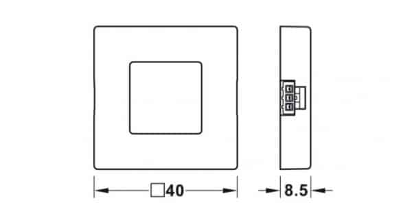 Kích thước của Công tắc cảm bến tắt/mở lắp nổi Hafele 833.89.136 Kích thước của Công tắc cảm bến tắt/mở lắp nổi Hafele 833.89.136