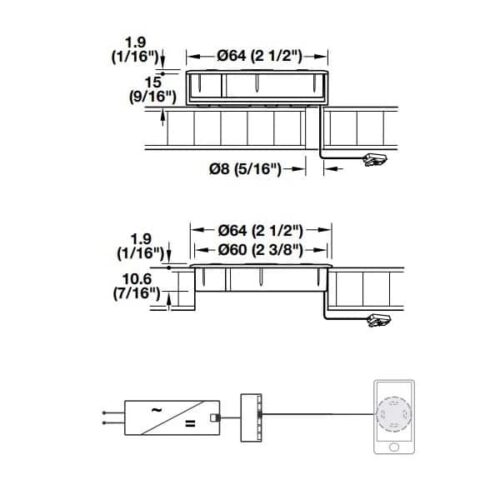 Dây nối dài cho đèn Led 12V 2000mm Hafele 833.73.766 3 Kích thước của Dây nối dài cho đèn Led 12V 2000mm Hafele 833.73.766