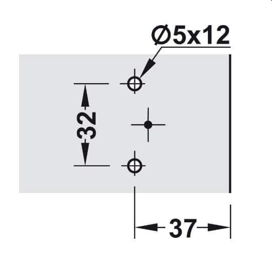 Kích thước của Đế bản lề Mettalla SM Hafele 311.71.540 Kích thước của Đế bản lề Mettalla SM Hafele 311.71.540