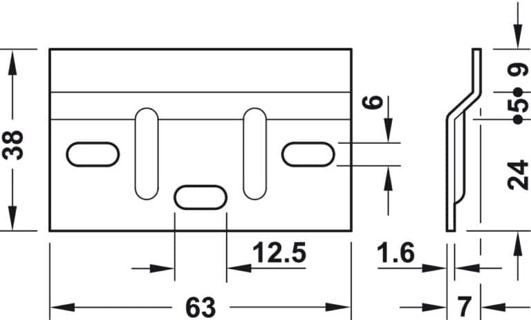 Kích thước của Đế gắn tường cho bas treo tủ Hafele 290.08.920 Kích thước của Đế gắn tường cho bas treo tủ Hafele 290.08.920