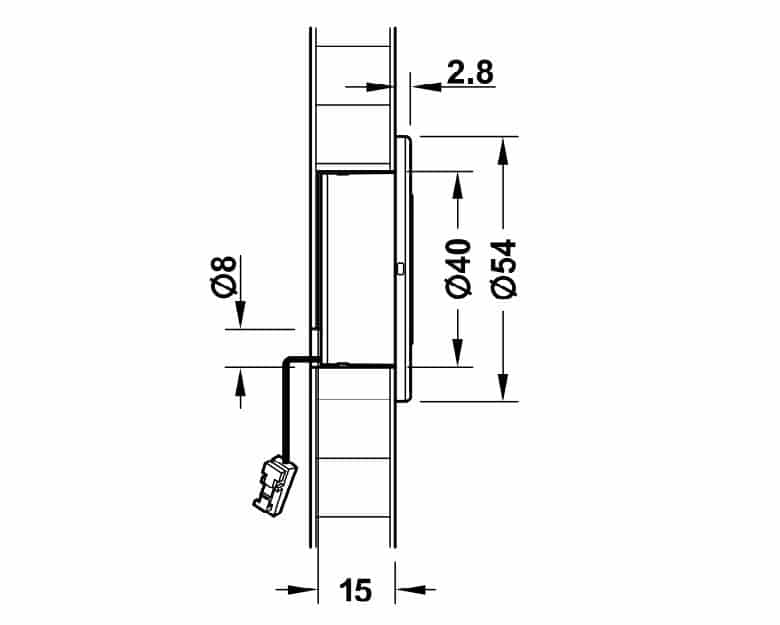 Kích thước của Đèn Led 2028 cảm biến chuyển động 12V Hafele 833.73.110 Kích thước của Đèn Led 2028 cảm biến chuyển động 12V Hafele 833.73.110