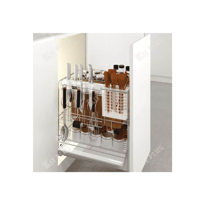 Giá dao thớt Inox nan vuông, ray giảm chấn Kit Plus DE 40T Giá dao thớt Inox nan vuông, ray giảm chấn Kit Plus DE 40T