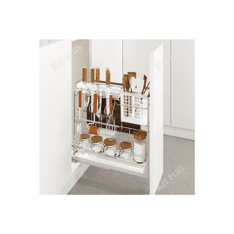 Giá dao thớt nan dẹt inox mờ, ray giảm chấn Kit Plus EC VIP.20 Giá dao thớt nan dẹt inox mờ, ray giảm chấn Kit Plus EC VIP.20