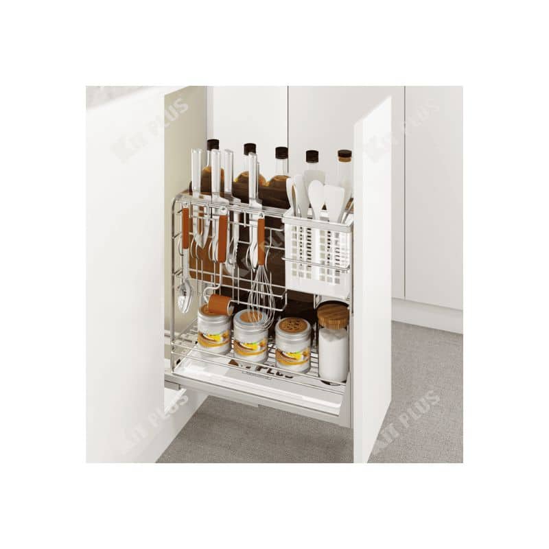 Giá dao thớt nan dẹt inox mờ, ray giảm chấn Kit Plus EC VIP.25 Giá dao thớt nan dẹt inox mờ, ray giảm chấn Kit Plus EC VIP.25