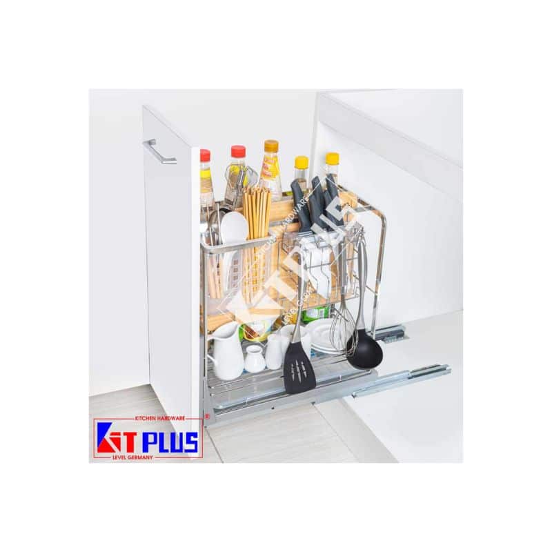 Giá dao thớt nan dẹt inox mờ, ray giảm chấn Kit Plus EC VIP.30 Giá dao thớt nan dẹt inox mờ, ray giảm chấn Kit Plus EC VIP.30