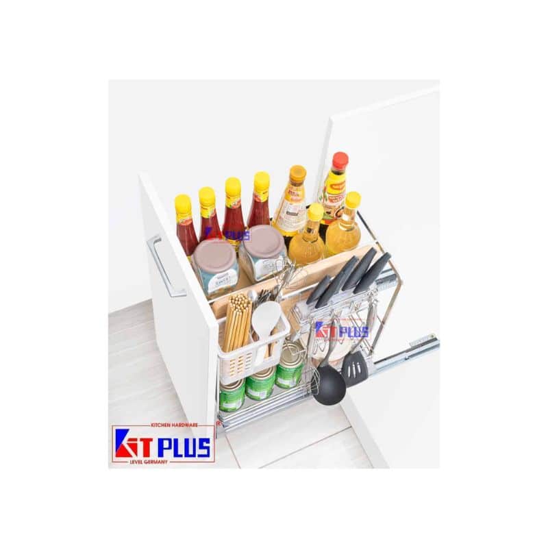 Giá dao thớt nan dẹt inox mờ, ray giảm chấn Kit Plus EC VIP.35 Giá dao thớt nan dẹt inox mờ, ray giảm chấn Kit Plus EC VIP.35