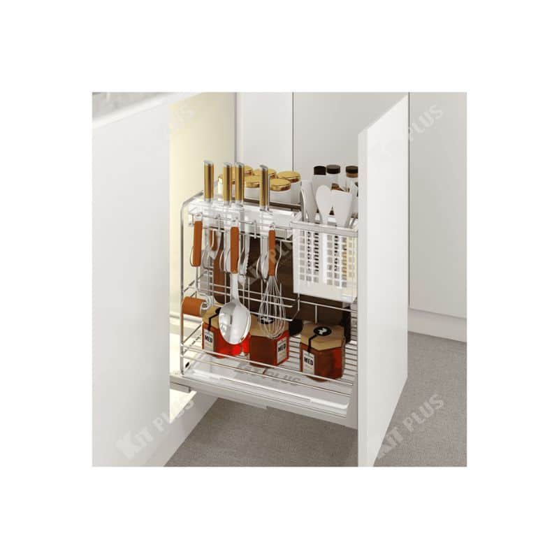 Giá dao thớt nan dẹt inox mờ, ray giảm chấn Kit Plus EC VIP.35 Giá dao thớt nan dẹt inox mờ, ray giảm chấn Kit Plus EC VIP.35