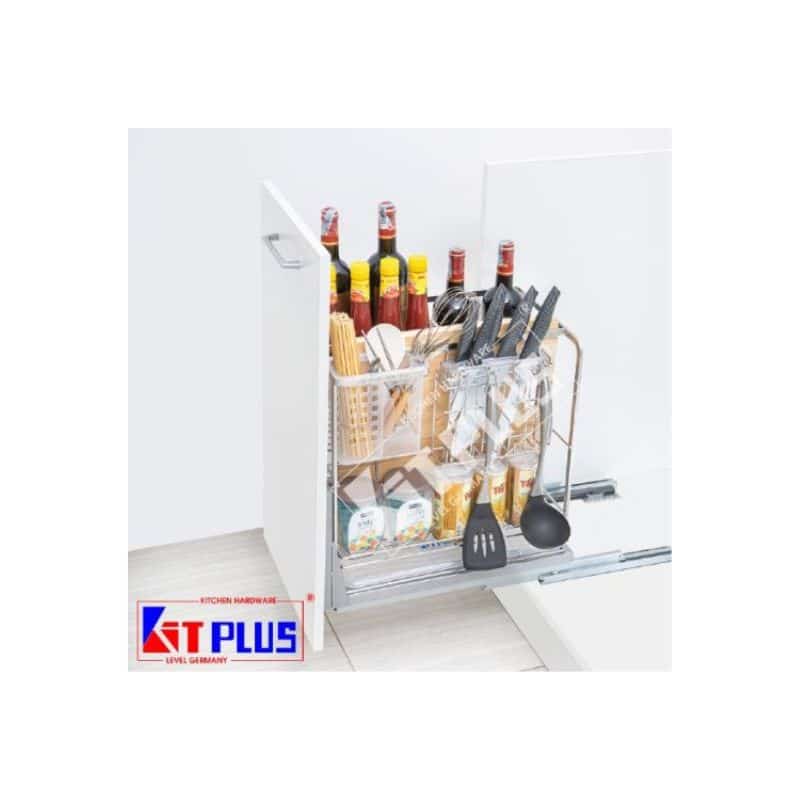 Giá dao thớt nan dẹt inox mờ, ray giảm chấn Kit Plus EC VIP.35 Giá dao thớt nan dẹt inox mờ, ray giảm chấn Kit Plus EC VIP.35