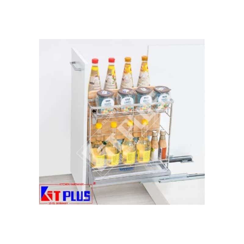 Giá để gia vị nan dẹt Inox mờ, ray giảm chấn Kit Plus DS.30 Giá để gia vị nan dẹt Inox mờ, ray giảm chấn Kit Plus DS.30