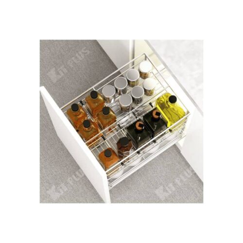 Giá để gia vị nan dẹt Inox mờ, ray giảm chấn Kit Plus DS.40 3 Giá để gia vị nan dẹt Inox mờ, ray giảm chấn Kit Plus DS.40