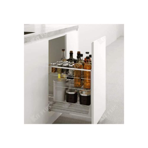Giá để gia vị nan dẹt Inox mờ, ray giảm chấn Kit Plus DS.40 4 Giá để gia vị nan dẹt Inox mờ, ray giảm chấn Kit Plus DS.40