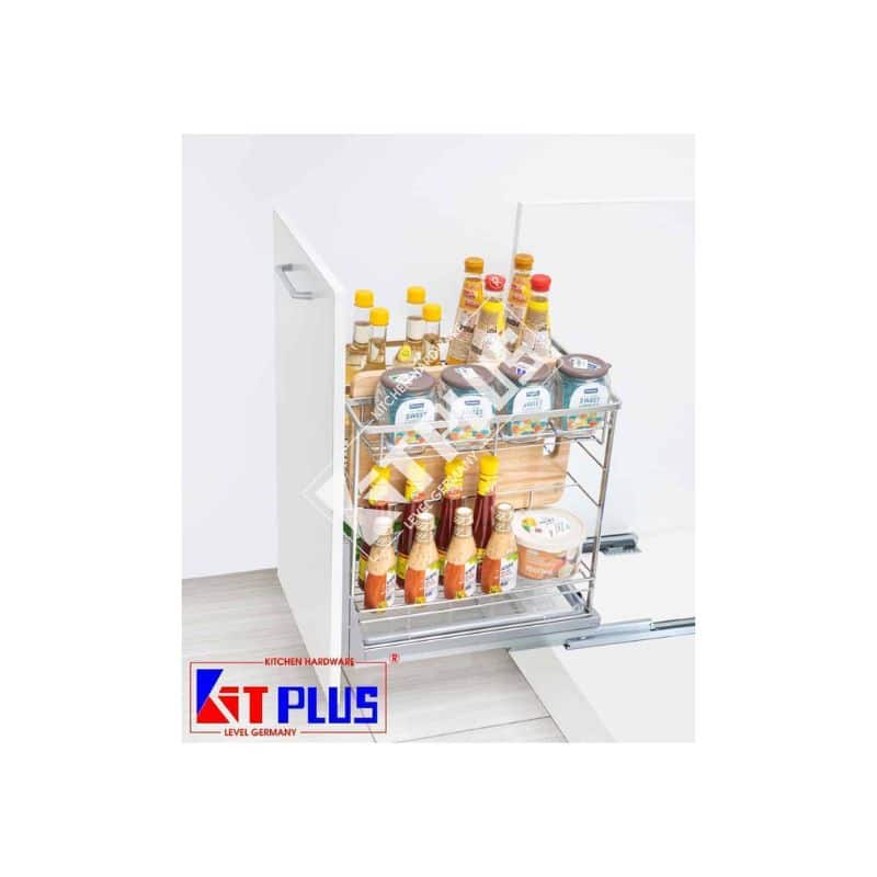 Giá để gia vị nan dẹt Inox mờ, ray giảm chấn Kit Plus DS.40 Giá để gia vị nan dẹt Inox mờ, ray giảm chấn Kit Plus DS.40