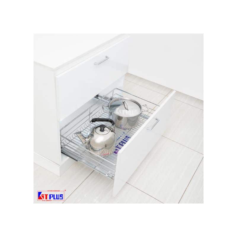 Giá xoong nồi nan tròn Inox mờ, ray giảm chấn Kit Plus DG60S Giá xoong nồi nan tròn Inox mờ, ray giảm chấn Kit Plus DG60S