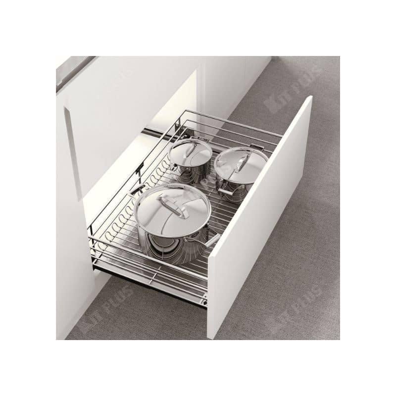 Giá xoong nồi nan tròn Inox mờ, ray giảm chấn Kit Plus DG70S Giá xoong nồi nan tròn Inox mờ, ray giảm chấn Kit Plus DG70S