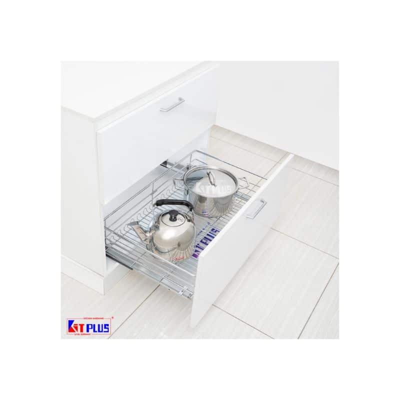 Giá xoong nồi nan tròn Inox mờ, ray giảm chấn Kit Plus DG70S Giá xoong nồi nan tròn Inox mờ, ray giảm chấn Kit Plus DG70S