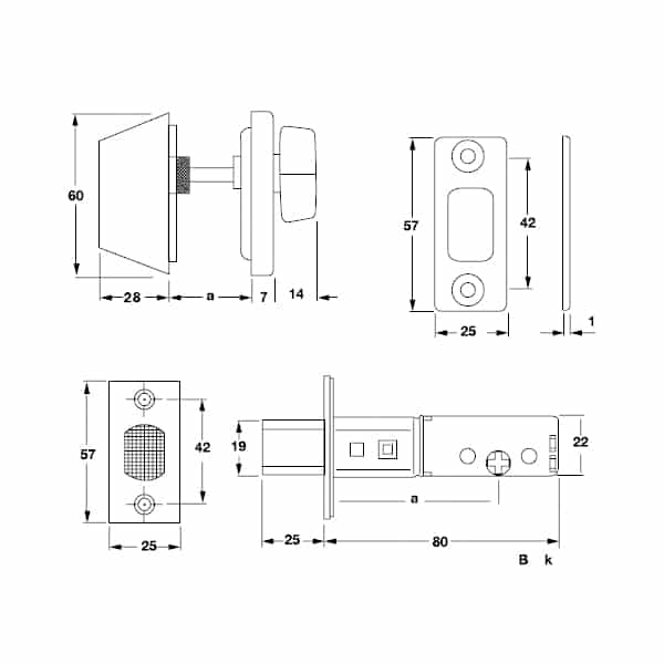 Kích thước của Khoá cóc 1 đầu chìa 1 đầu vặn Hafele - loại nhỏ 911.22.395 Kích thước của Khoá cóc 1 đầu chìa 1 đầu vặn Hafele - loại nhỏ 911.22.395