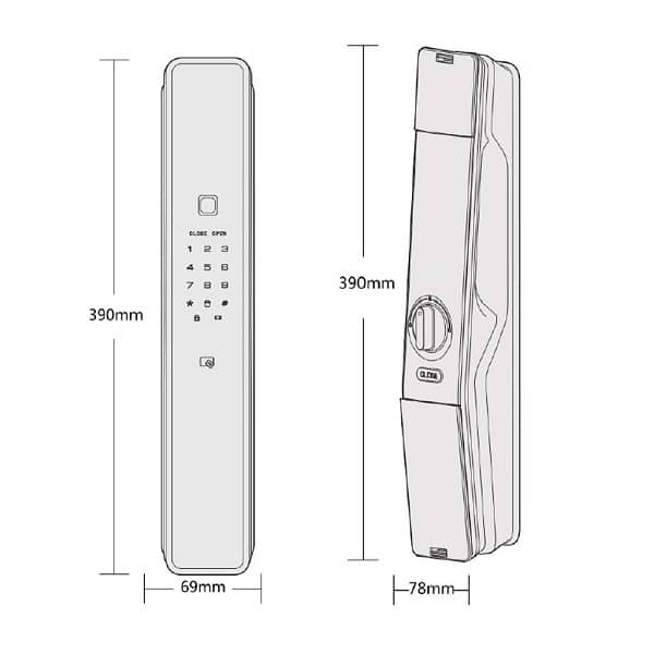 Kích thước của Khóa điện tử Hafele PP9000 912.05.692 Kích thước của Khóa điện tử Hafele PP9000 912.05.692