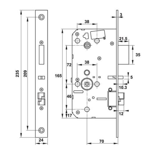 Khóa điện tử Hafele PP9000 912.05.692 4 Kích thước của Khóa điện tử Hafele PP9000 912.05.692