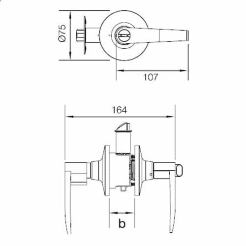 Khóa tay nắm gạt cửa vệ sinh Hafele 489.10.174 3 Kích thước của Khóa tay nắm gạt cửa vệ sinh Hafele 489.10.174