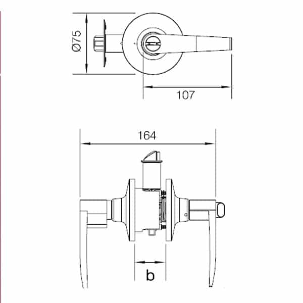 Kích thước của Khóa tay nắm gạt cửa vệ sinh Hafele 489.10.175 Kích thước của Khóa tay nắm gạt cửa vệ sinh Hafele 489.10.175