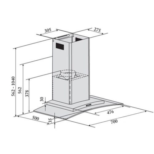 MÁY HÚT MÙI LORCA TA 2005A 70CM 3 KÍCH THƯỚC MÁY HÚT MÙI LORCA TA 2005A 70CM