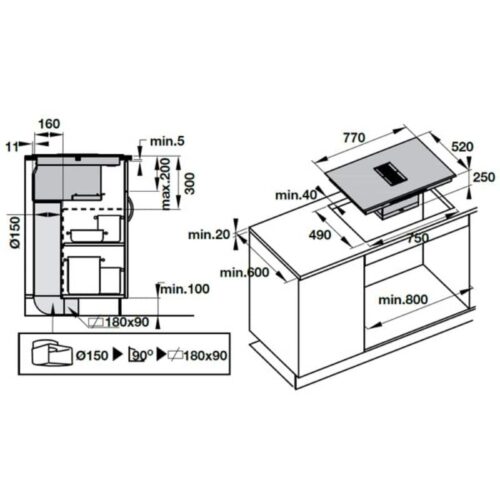 Bếp từ kết hợp hút mùi Hafele IHH77A 539.66.822 5 Kích thước bếp từ kết hợp hút mùi Hafele IHH77A 539.66.822