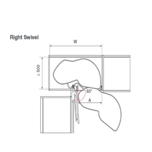 Bộ rổ góc Lemans II Hafele 541.32.670, màu Crom 4 Kích thước bộ rổ góc Lemans II Hafele 541.32.670 màu Crom
