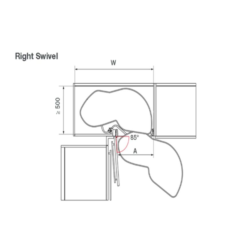 Kích thước bộ rổ góc Lemans II Hafele 541.32.670 màu Crom Kích thước bộ rổ góc Lemans II Hafele 541.32.670 màu Crom