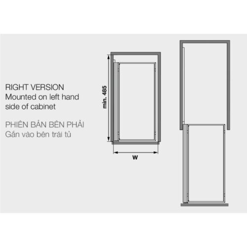 Bộ rổ kéo Comfort II 400mm phải Hafele 545.53.968 4 Kích thước bộ rổ kéo Comfort II 400mm phải Hafele 545.53.968