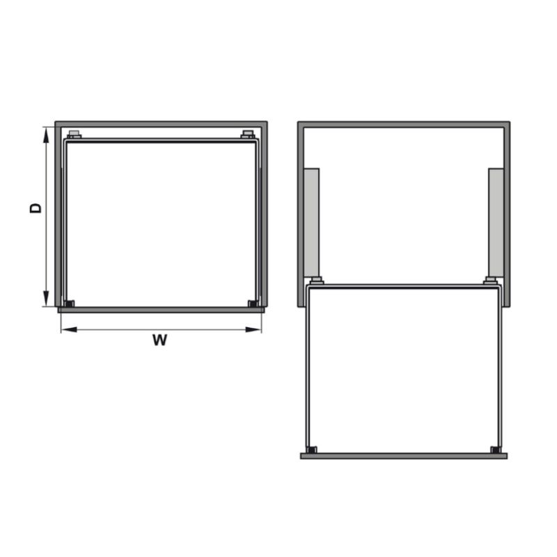 Kích thước rổ kéo lọt lòng 600 mm Hafele 540.26.667 Kích thước rổ kéo lọt lòng 600 mm Hafele 540.26.667