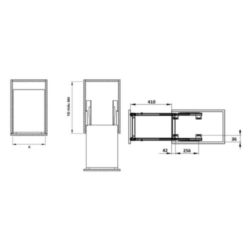 Kích thước Bộ đựng dao thớt chai lọ Sonata 400mm Hafele 549.20.020