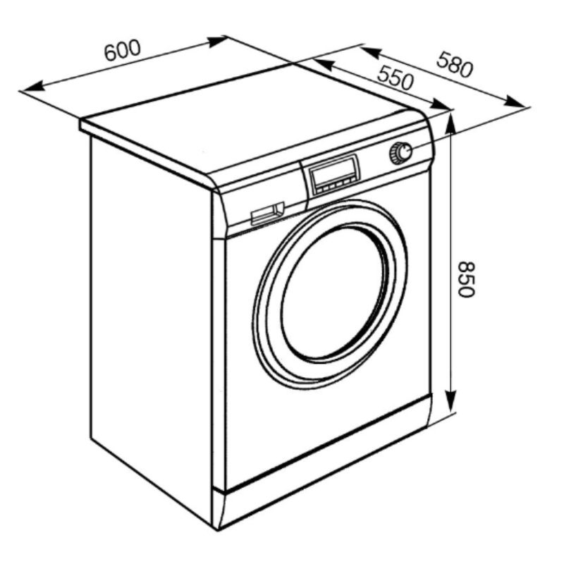 Kích thước Máy giặt kết hợp sấy 7kg Smeg LSF147E 536.94.567 Kích thước Máy giặt kết hợp sấy 7kg Smeg LSF147E 536.94.567