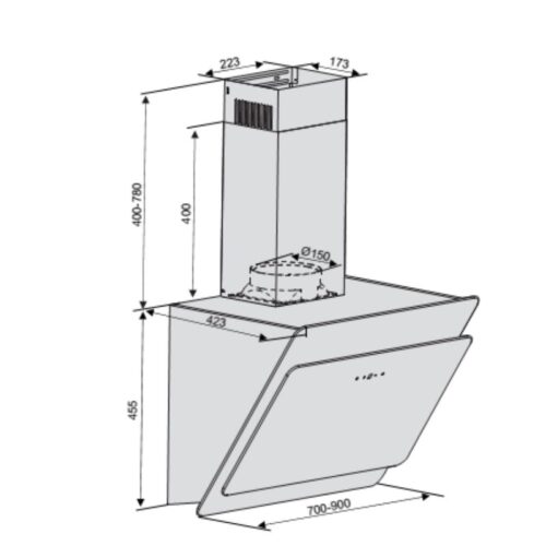 Máy hút khói khử mùi LORCA TA 6008C - 90CM 4 Kích thước Máy hút khói khử mùi LORCA TA 6008C - 90CM
