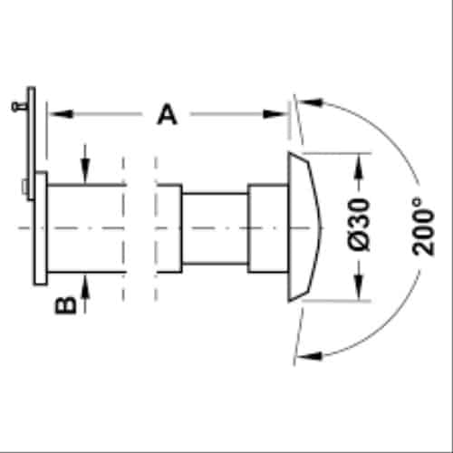 Kích thước của Mắt thần cho cửa gỗ Hafele 55-80mm 959.03.062 Kích thước của Mắt thần cho cửa gỗ Hafele 55-80mm 959.03.062
