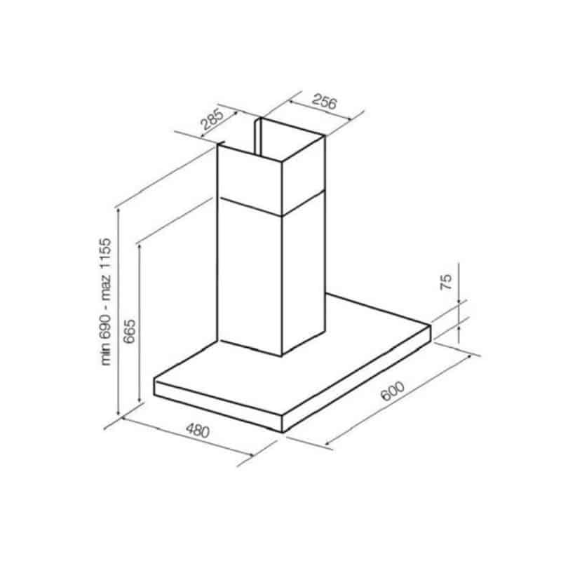 kích thước của máy hút mùi gắn tường Hafele 539.82.392 kích thước của máy hút mùi gắn tường Hafele 539.82.392