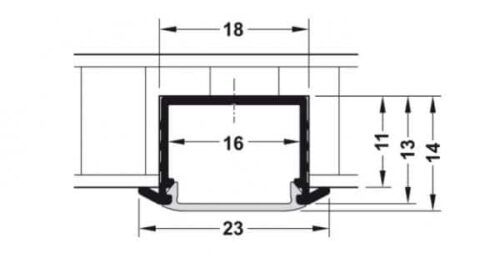 Nắp che cho thanh dẫn đèn Led lắp âm Hafele 833.72.854 3 Kích thước của Nắp che cho thanh dẫn đèn Led lắp âm Hafele 833.72.854