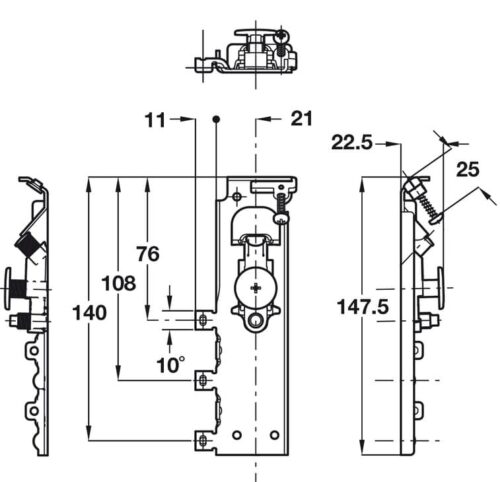 Phụ kiện bas treo tủ lắp lỗ khoan sẵn Hafele 290.41.915 3 Kích thước của Phụ kiện bas treo tủ lắp lỗ khoan sẵn Hafele 290.41.915