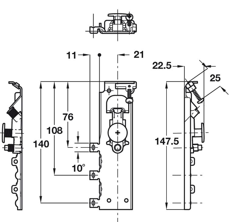 Kích thước của Phụ kiện bas treo tủ lắp lỗ khoan sẵn Hafele 290.41.915 Kích thước của Phụ kiện bas treo tủ lắp lỗ khoan sẵn Hafele 290.41.915
