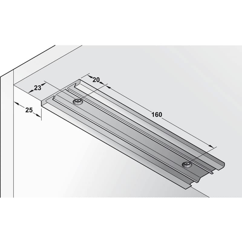 Kích thước của Phụ kiện cáp đỡ mặt trước với bas điều chỉnh Hafele 365.46.051 Kích thước của Phụ kiện cáp đỡ mặt trước với bas điều chỉnh Hafele 365.46.051