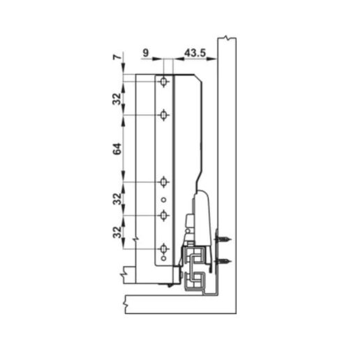 Ray hộp Hafele 552.79.085 Alto B199 500mm, trắng, nắp kim loại 4 Ray hộp Hafele 552.79.085 Alto B199 500mm, trắng, nắp kim loại