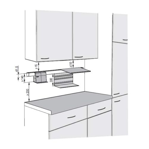Phụ kiện nhà bếp treo tường Linero Mosaiq Hafele 521.02.570 3 Kích thước của Phụ kiện nhà bếp treo tường Linero Mosaiq Hafele 521.02.570