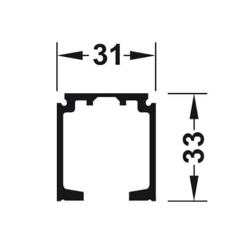 Ray trượt đơn 31 x 33mm Hafele 940.43.922 3 Kích thước của Ray trượt đơn 31 x 33mm Hafele 940.43.922