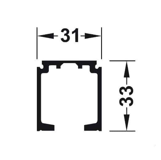 Kích thước của Ray trượt đơn 31 X 33mm Hafele 940.43.932 Kích thước của Ray trượt đơn 31 X 33mm Hafele 940.43.932