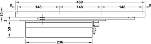 Tay đẩy hơi cùi chỏ âm 150Kg Hafele 931.84.006 3 Kích thước của Tay đẩy hơi cùi chỏ âm 150Kg Hafele 931.84.006