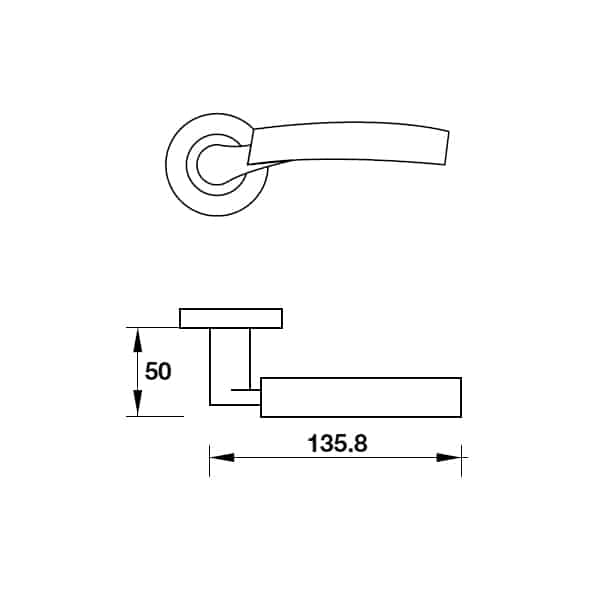 Kích thước của Tay nắm gạt cửa phòng Hafele 903.99.032 Kích thước của Tay nắm gạt cửa phòng Hafele 903.99.032